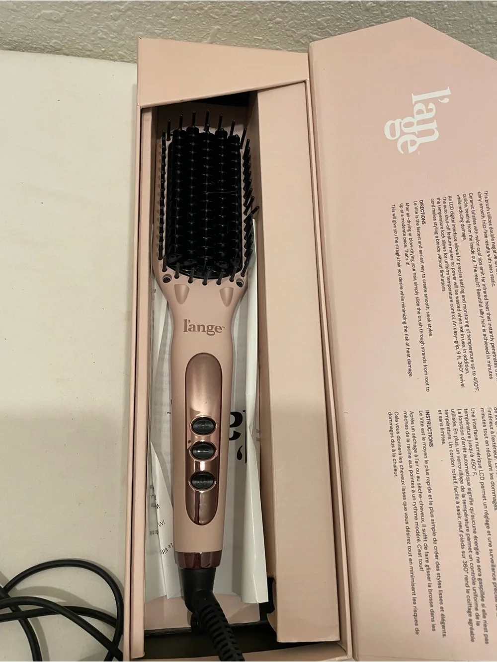 Lange Blush Pink Le Vite Hairbrush Straightener
